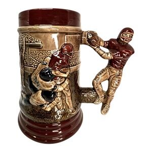 Ceramic 7" Stein By‎ Cean And Carol Bloss Antique Football Game Hummelstown PA